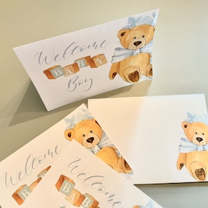 15x7 Willkommen Baby Boy flache Grußkarten zum Ausdrucken & Zelt Karte mit Umschlag 1594/Instant Download/Neues Baby Karte/Baby Shower Karte/Baby Geschenk