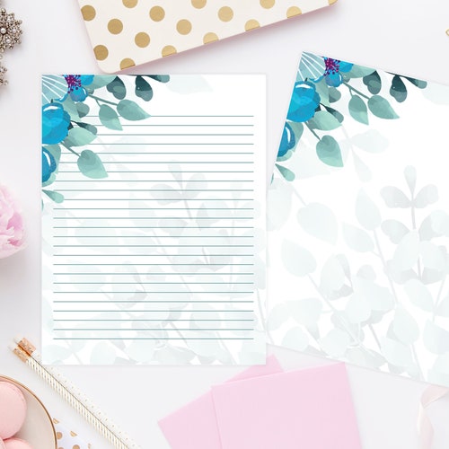 Printable Botanical Letter Writing Paper Digital Download Etsy