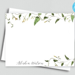 Botanische personalisierte druckbare bearbeitbare flache einseitige Anmerkungskarte / 5.5x4.25 Templett / druckbarer Umschlag / bearbeitbare Anmerkungskarte / leere Anmerkung
