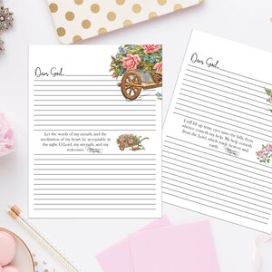 Dear God Note Pages Rose Cart 8.5x11 634/Printable Bible Notes/Digital Prayer Journal/Prayer Journal/Faith Journal/Scripture Notes