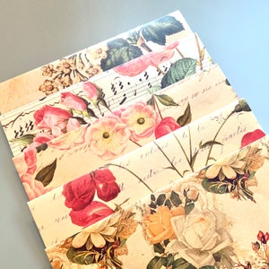 Juego de 5 sobres imprimibles con pétalos vintage, tamaño A7/7,5 x 5,5/Plantilla de sobre imprimible/Correo postal/Descarga instantánea/Invitaciones