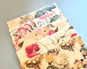 Set of 5 Vintage Petals Printable Envelopes A7/7.5x5.5/Printable Envelope Template/Snail Mail/Instant Download/Invitations