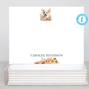 Corgi Love Personalized Printable Editable Flat Single Sided Note Card /5.5x4.25 Templett/Printable Envelope/Editable Note Card
