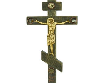 Crucifix (Wall) Three Bar Cross with Reliquaries