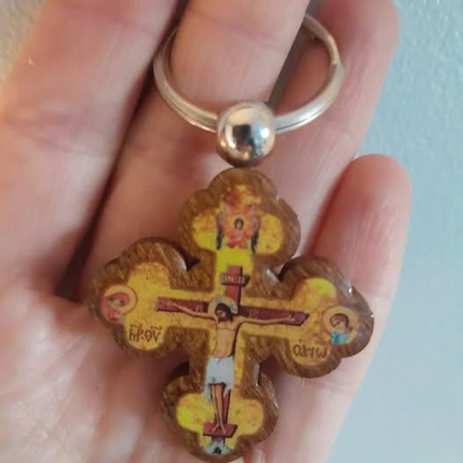 Keychain Christian Cross With Double-sided Image of Crucified Jesus ...