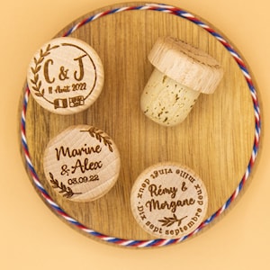 Lots of 1 to 300 personalized stoppers (decreasing prices) - Wedding guest gifts, save the date, evjf, baptism, birthday