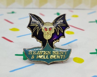 Heavy metal maniac rock enamel pin badge Hat tie lapel scarf bag denim or leather jacket accessorie life AGB 1988