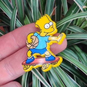 Bart Simpson vintage plastic pin badge, Matt Groening Bart Simpson, cartoon