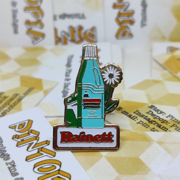 Rainett vintage enamel cleaning products pin badge, vintage retro advertising collectable gift