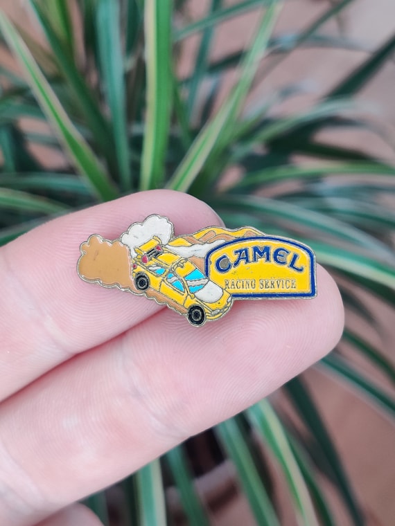 Camel Racing Service rally car vintage enamel pin 