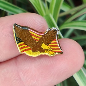 USA flag and eagle vintage enamel lapel pin badge.