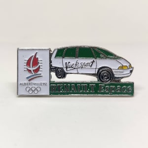 Renault Espace enamel pin badge, Albertville 1992 winter Olympics. image 1