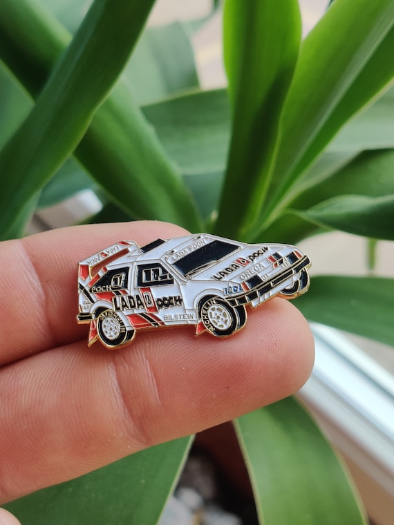 Lada Pock russian rally car vintage enamel pin ba… - image 3