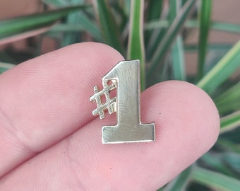 Number one #1 vintage enamel lapel Pin Badge.