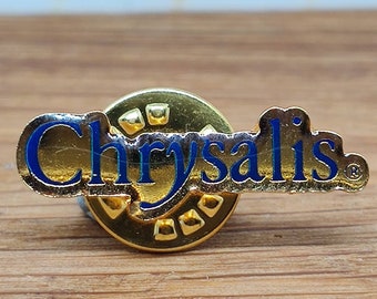 Vintage Chrysalis Records pin badge. Hat Tie Lapel scarf bag denim or leather jacket. Vintage retro collectable advertising gift vinyl