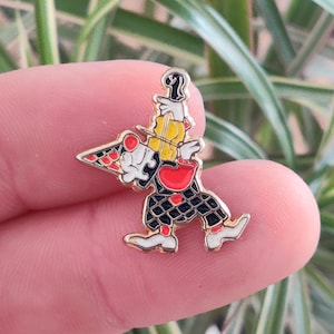 Clown jester vintage enamel lapel pin badge.