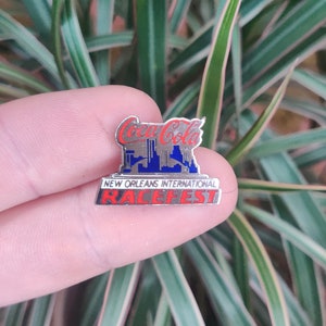 Coca Cola New Orleans RaceFest, vintage lapel pin badge. Coke