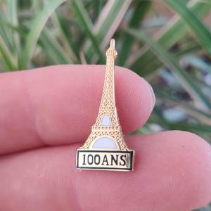 Paris Eiffel tower 100th anniversary 1989 vintage enamel lapel pin badge.