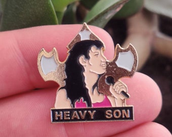 Heavy Son vintage enamel lapel pin badge.