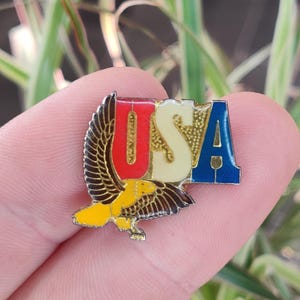 USA eagle vintage enamel lapel pin badge.