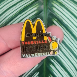 McDonalds Tourville Telethon 1991 Valdereuil vintage enamel pin badge.