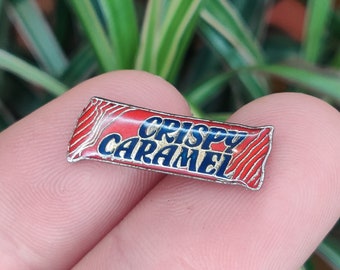 Crispy Caramel, chocolate bar vintage pin.