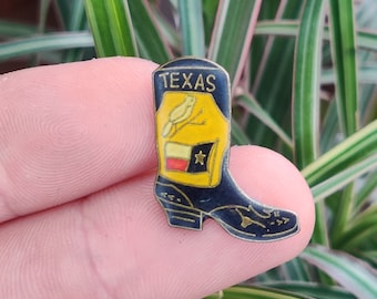 Vintage Texas Cowboy boot enamel pin badge.