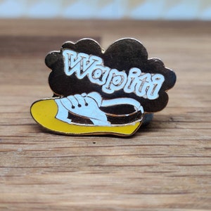 Wapiti gelb Schuh gold Ton Emaille Pin Abzeichen. Hut Krawatte Revers Tasche Denim oder Lederjacke Sammlerstücke retro Vintage Mode Geschenk.