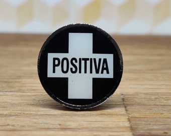 Positiva Records pin badge vintage record label lapel pin broach. Hat Tie Lapel scarf bag denim or leather jacket. Vintage retro collectable