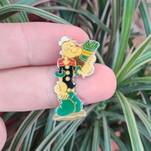 Popeye vintage brooch back enamel lapel pin badge.