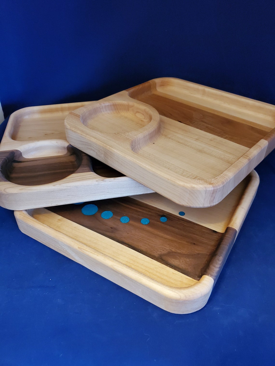 Snack Tray Chip and Dip Wood Tray Hand Made Tray Sturdy Etsy