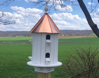 Copper Roof Birdhouse with 6 Apartments | Copper Roof | Wooden Birdhouse | Garden Decor | EW-6HF