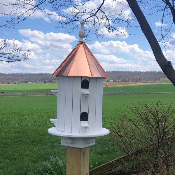 Copper Roof Birdhouse with 6 Apartments | Copper Roof | Wooden Birdhouse | Garden Decor