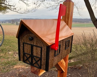 Wooden Mailbox with a Beautiful Copper Roof | Amish Made | Unique Mailbox | K201C