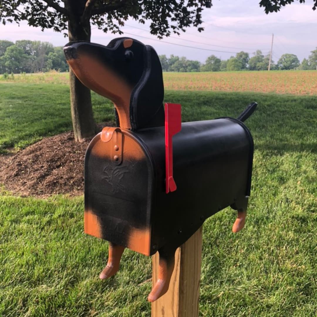 Black and Tan Dachshund Mailbox Wiener Dog Unique Dog Mailbox Pp001 Etsy