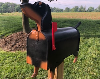 Black and Tan Dachshund Mailbox | Wiener Dog | Unique Dog Mailbox | pp001