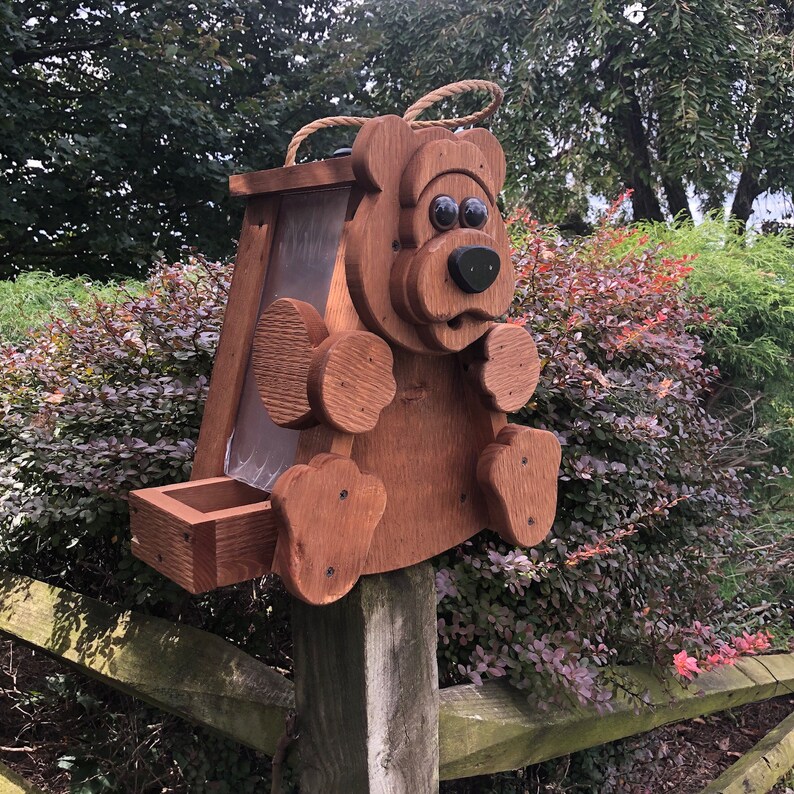 Bear Bird Feeder Hand Made From Reclaimed Wood Etsy