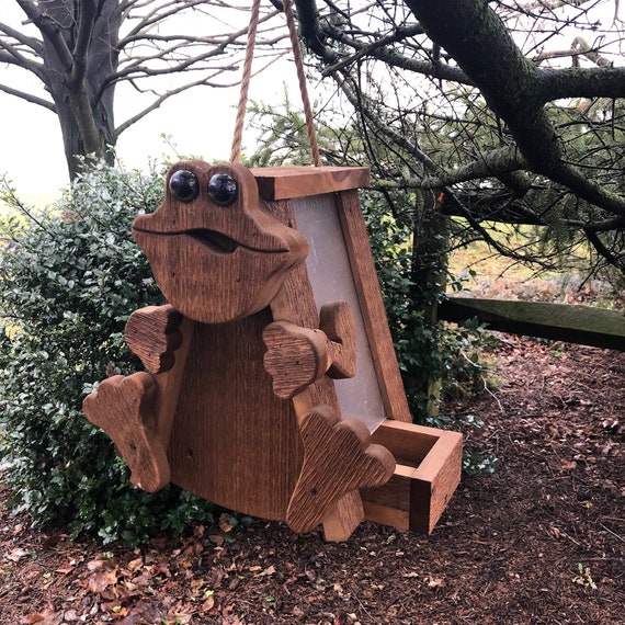 Frog Bird Feeder Hand Made From Reclaimed Wood Etsy