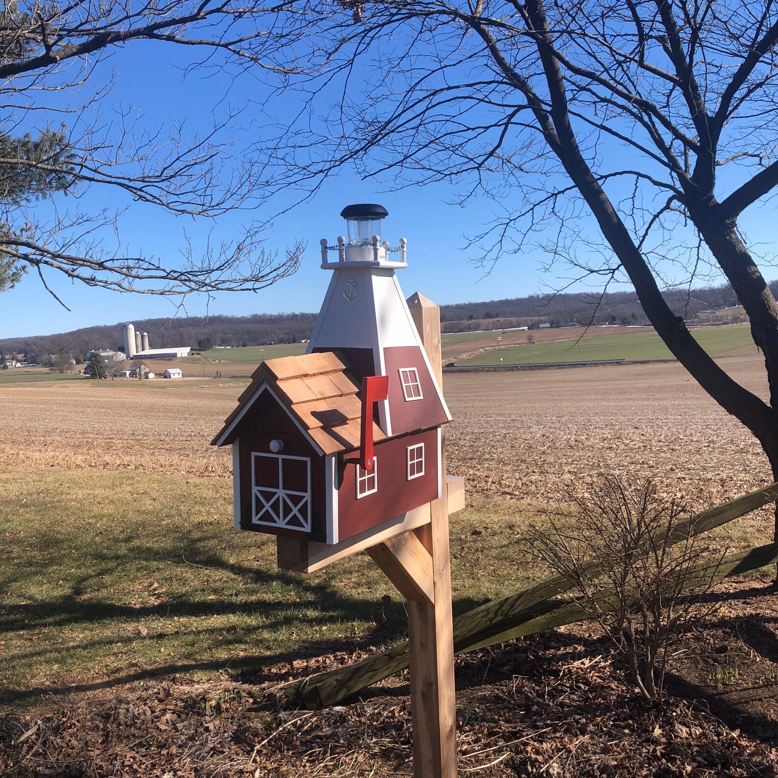 Barnegat Lighthouse Mailbox Wooden Mailbox Solar Etsy