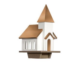 Beautiful Church Bird Feeder | Chapel Bird Feeder | Copper Roof | BFCH