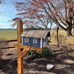Beautiful Wooden Mailbox with a Durable Vinyl Shake Roof | Amish Made | Unique Mailbox | SB201