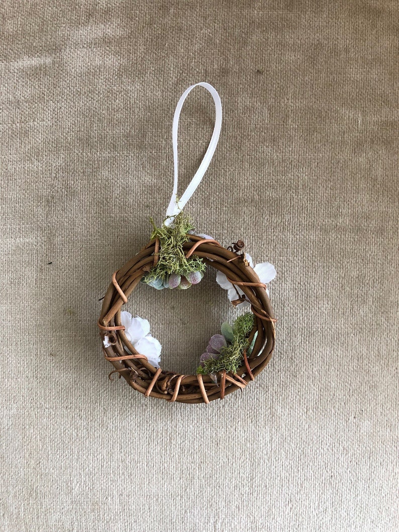 3 inch grapevine wreath with faux succulents l One-Of-A-Kind Succulent Wreath Ornament