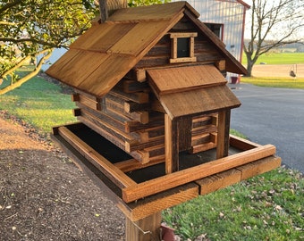 Cedar Log Cabin Bird Feeder | Yard and Garden Decor | SM999