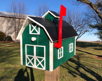 Traditional Barn Style Wooden Mailbox | Wood Mailbox | Available in Multiple Colors | K0002