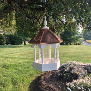 Hanging Gazebo Bird Feeder | Copper Roof | EW-SWCFS-H