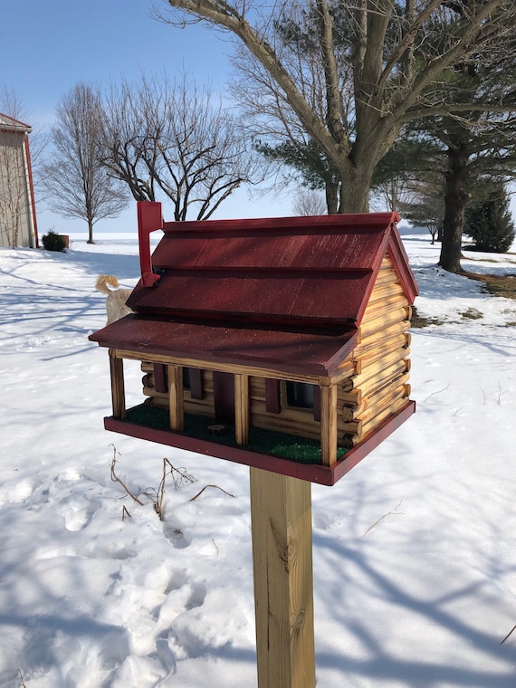 Wooden Log Cabin Mailbox Unique Outdoor Decor Free Etsy