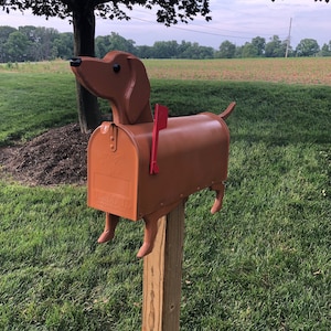 Red Dachshund Mailbox | Wiener Dog | Unique Dog Mailbox | PP001