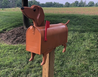 Red Dachshund Mailbox | Wiener Dog | Unique Dog Mailbox | PP001