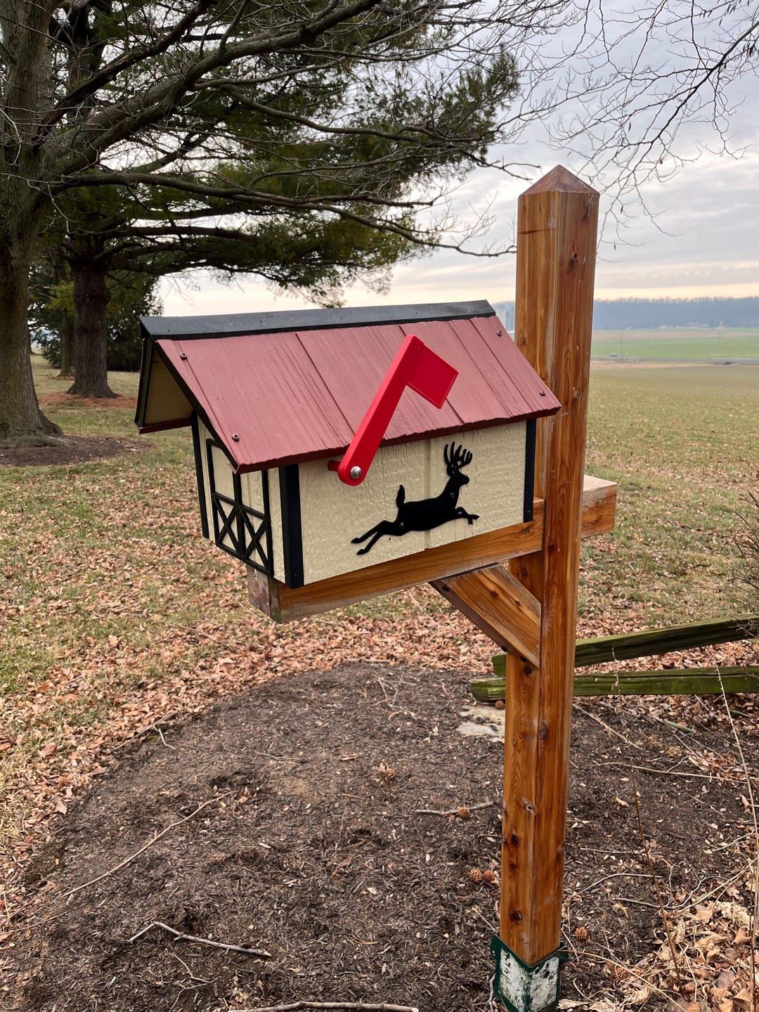 Rustic Deer Mail Box Woodland Silhouettes by Stone Bridge | Handmade Wooden Mailbox | Deer ...