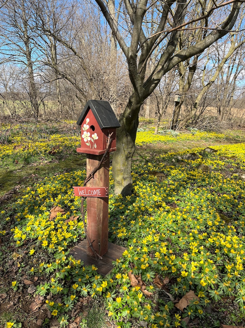 Welcome Sign with Birdhouse Porch Décor Garden Décor from Reclaimed Materials SMBHP6 image 8